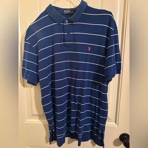 Polo by Ralph Lauren Blue Polo with White Stripes and Red Pony